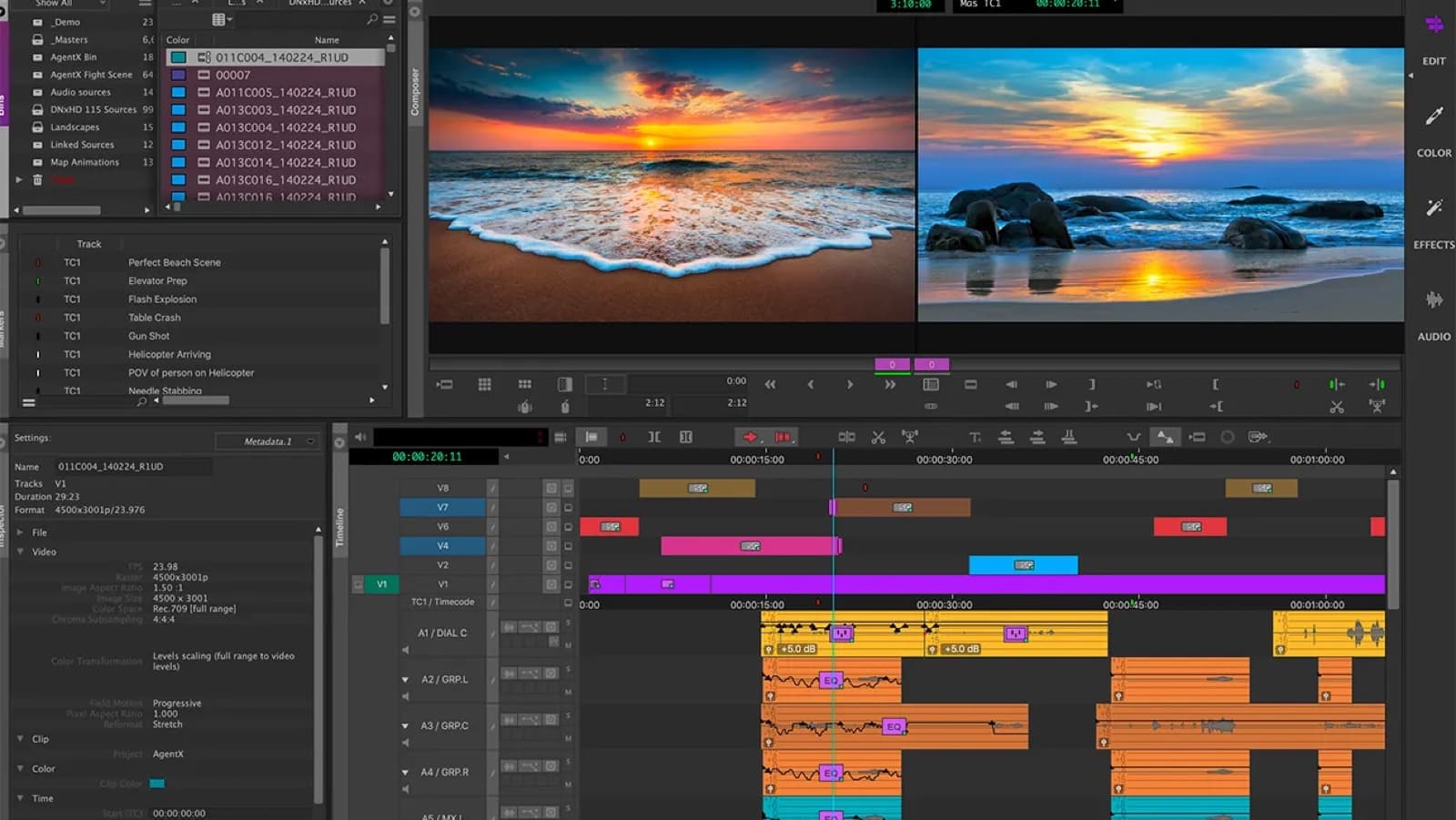 Avid Media Composer editing interface