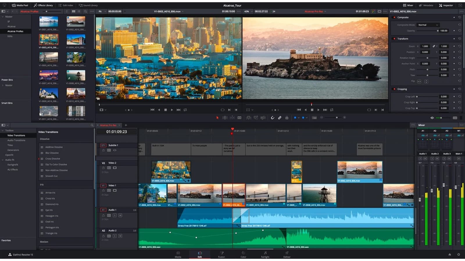 DaVinci Resolve editing interface